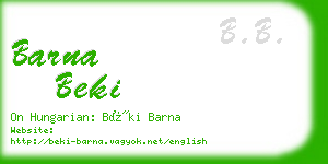 barna beki business card